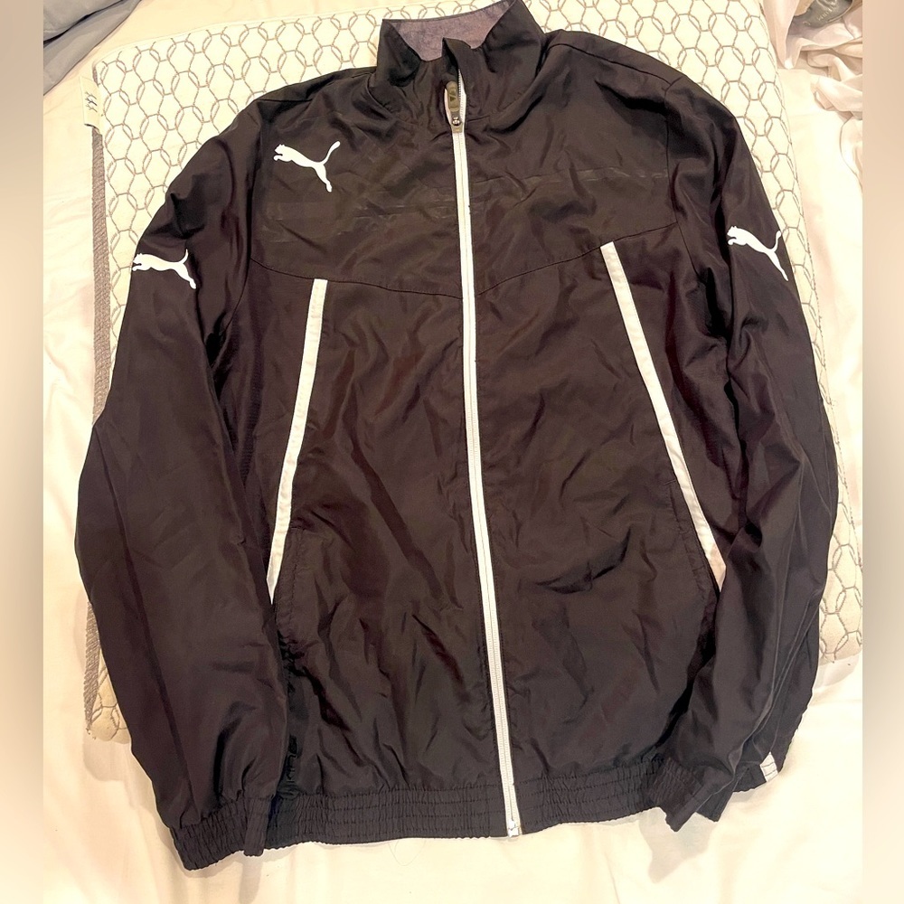 Puma black jacket king woven athletic track coat